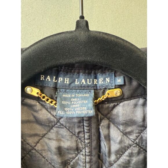 Ralph Lauren Quilted Barn Jacket Charcoal Dark Navy/Black Med Preppy Equestrian - Picture 4 of 7